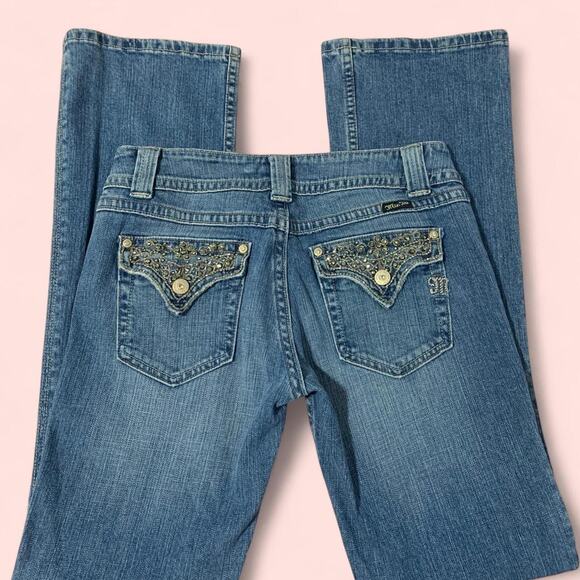 Miss me jeans low-rise flare jeans with rhinestone embellishments size 29 - Picture 1 of 7